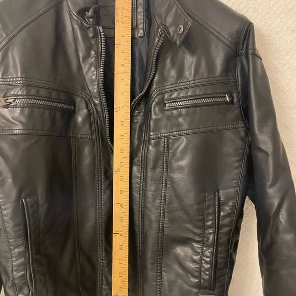 Calvin Klein Faux Leather Biker Jacket Men's Size Small - Picture 11 of 14